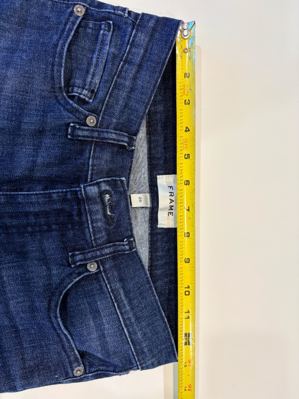 FRAME High Rise Straight Jeans 26 Guilty Blue Petite Altered 25" - Picture 8 of 12